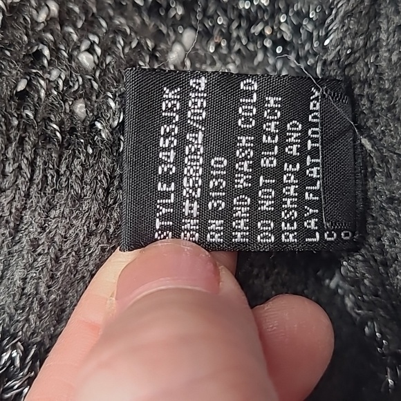 Agb Grey Metallic Striped Cowel Neck Short Sleeve Sweater - 1X - Picture 9 of 9